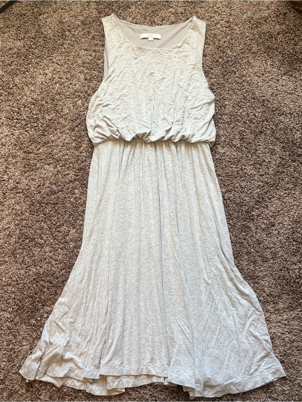LOFT Light Gray Sleeveless Summer Dress  Size Large